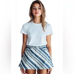 new-Universal thread denim Casual striped cotton 
Striped classic mini Skirt